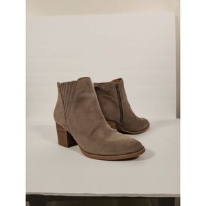 LC LAUREN CONRAD Ankle Boot Womens 7.5M Tan Faux Suede Boho Western Cowgirl
